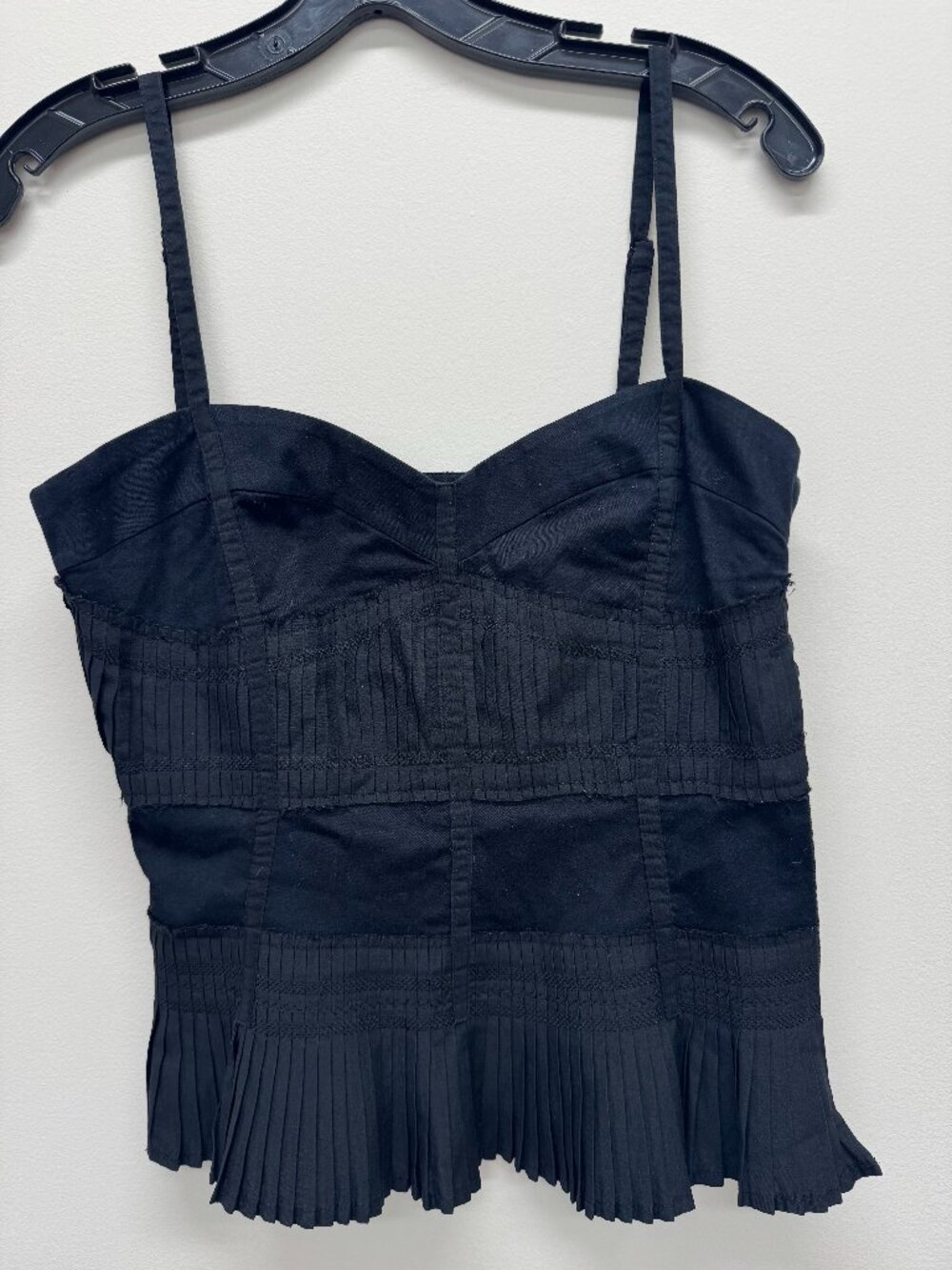 REISS Black Pleated Camisol Corset Distinct Dainty Detail Top - UK Size 14
